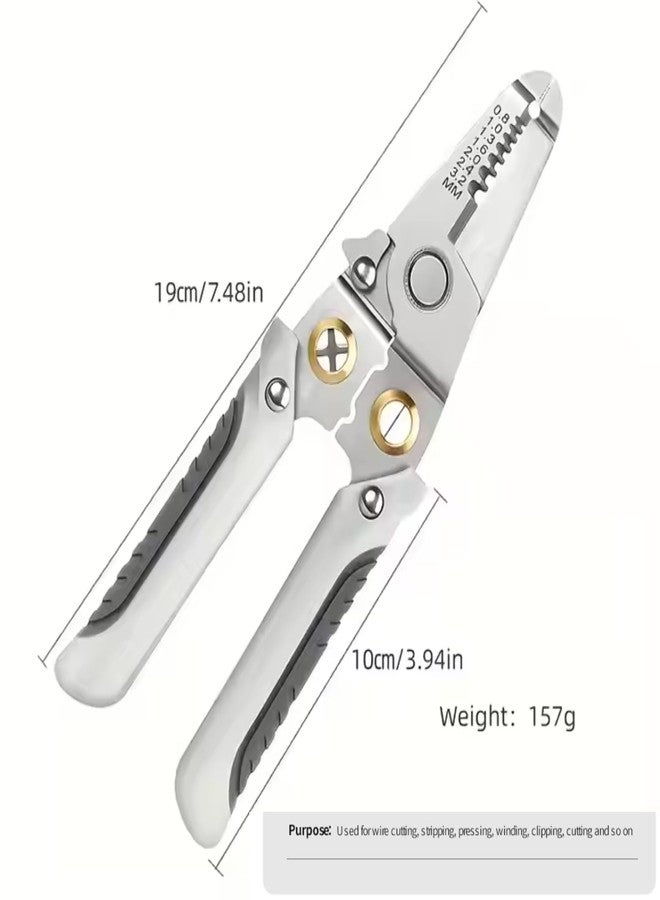 CAVERNSHOP 9-in-1 Multifunction Stainless Steel Wire Stripper Crimper Cutter Tool for Electrical Wiring Cable Stripping Crimping Pulling DIY Electrician Professional - Image 2